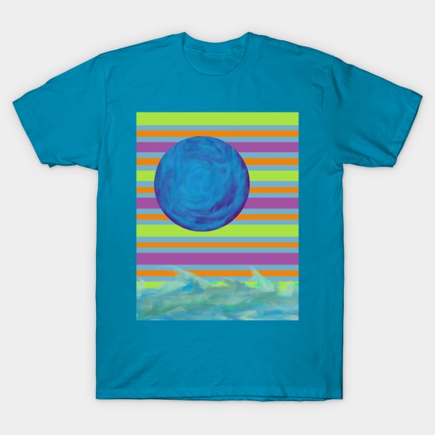 Moonrise Over a Cryogenic Ocean T-Shirt by LozMac